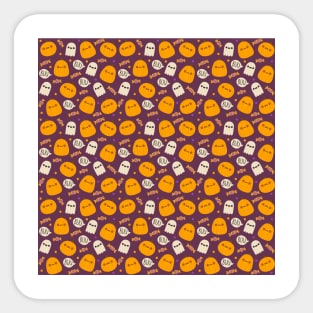 JackOLantern Ghost Boo Candy Halloween Cute Fun Spooky Pattern Design Orange Purple Sticker